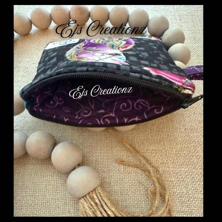 Quilted Playful Exotic Cats Mini Wallet