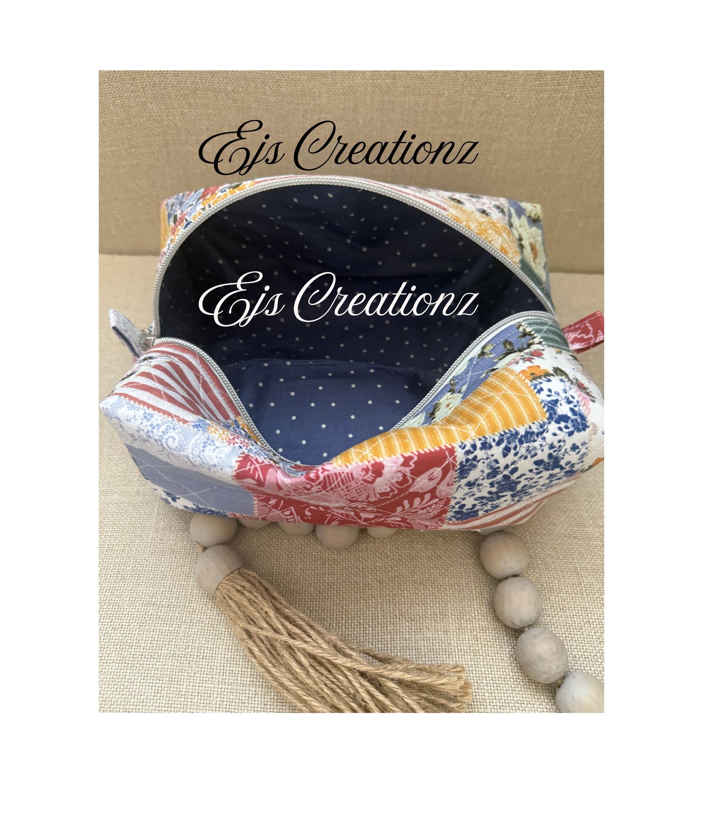 Quilted ~ Patchy Blue ~ Make Up Bag