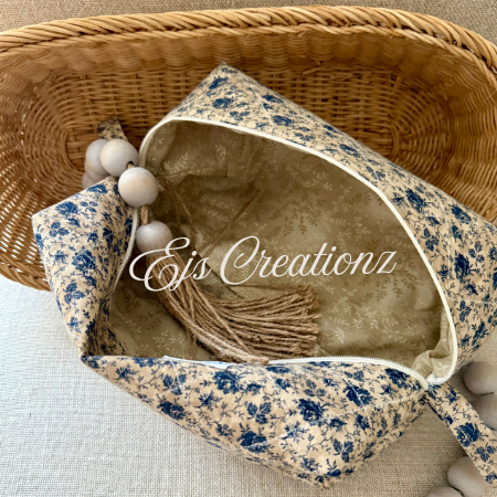 Quilted Victorian Rose Make Up Bag