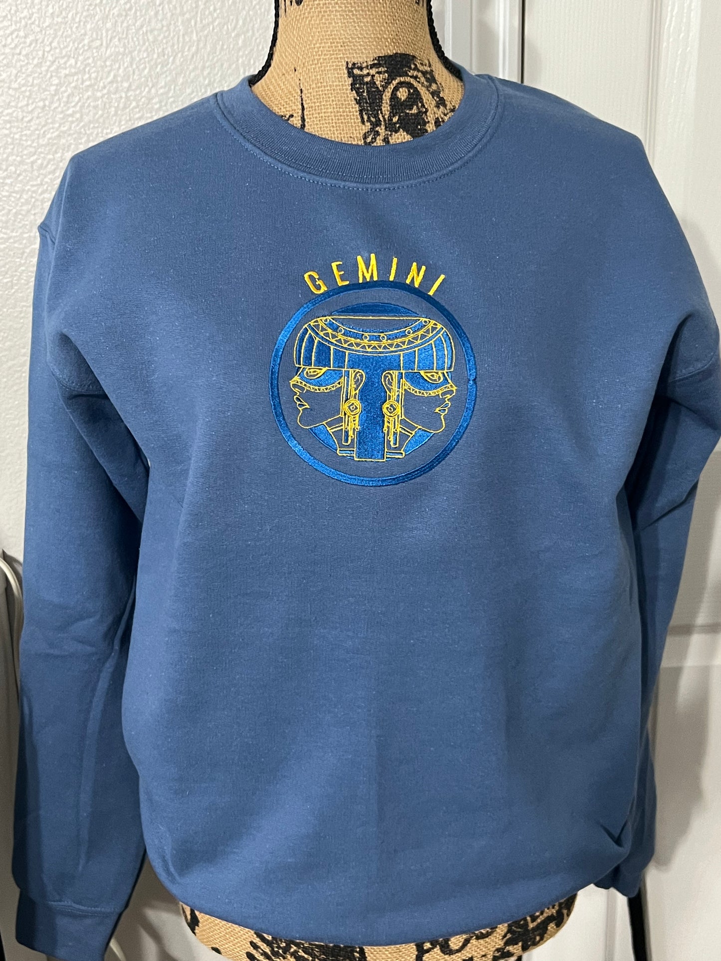Zodiac Sign of GEMINI Embroidered Crewneck