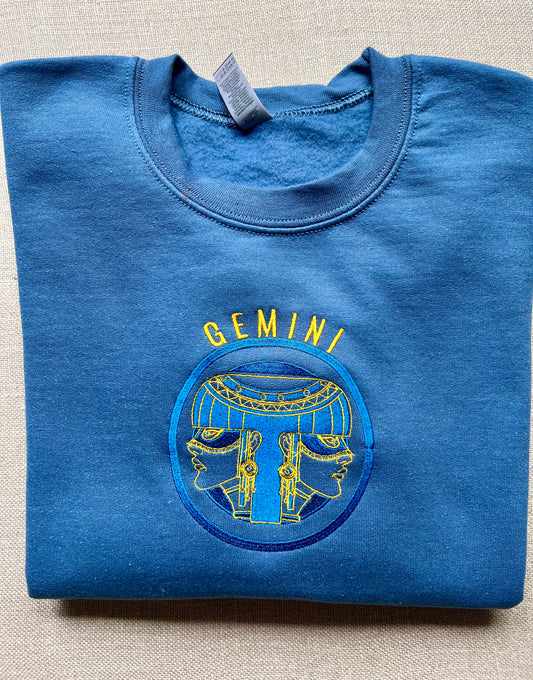 Zodiac Sign of GEMINI Embroidered Sweat Shirt