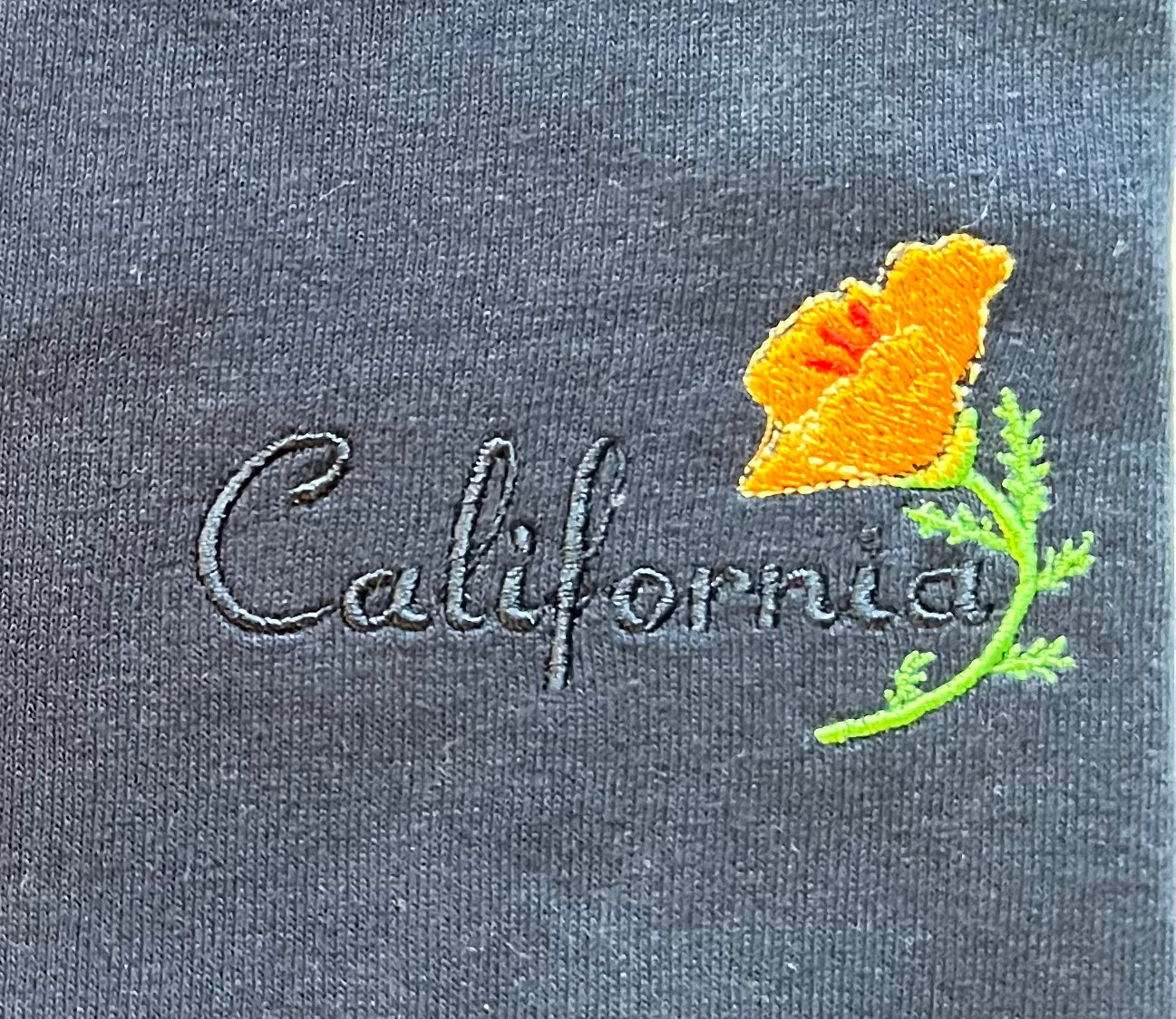 Inspired Golden Poppy California Flower -Embroidered T- Shirt