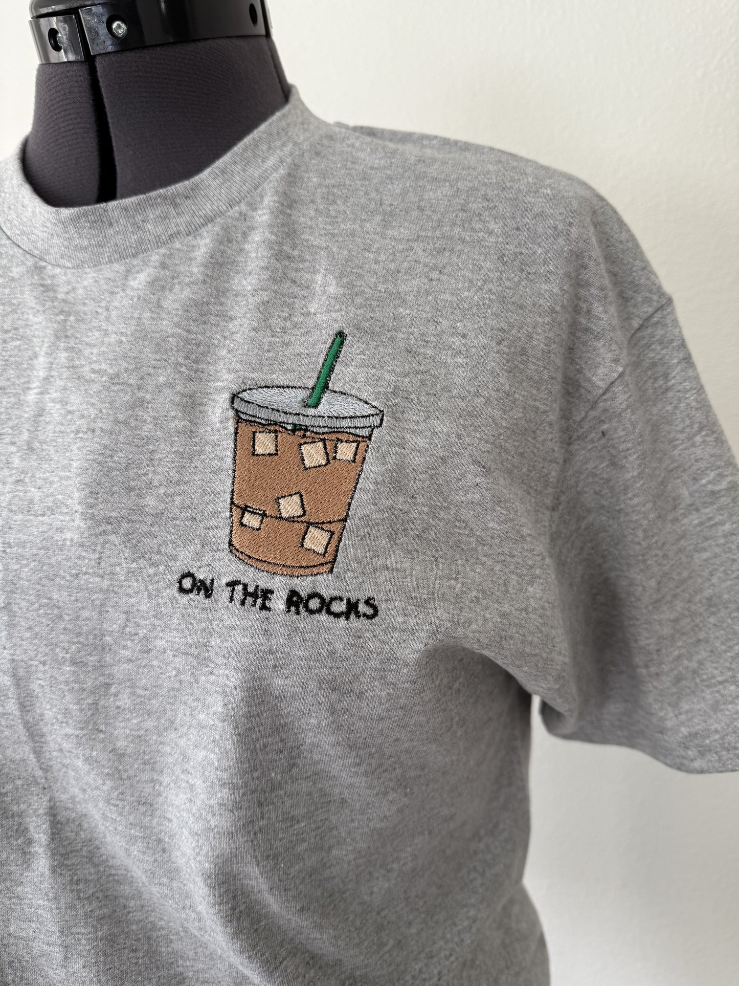 ICED COFFEE, ICE CHI TEA -Embroidered T- Shirt