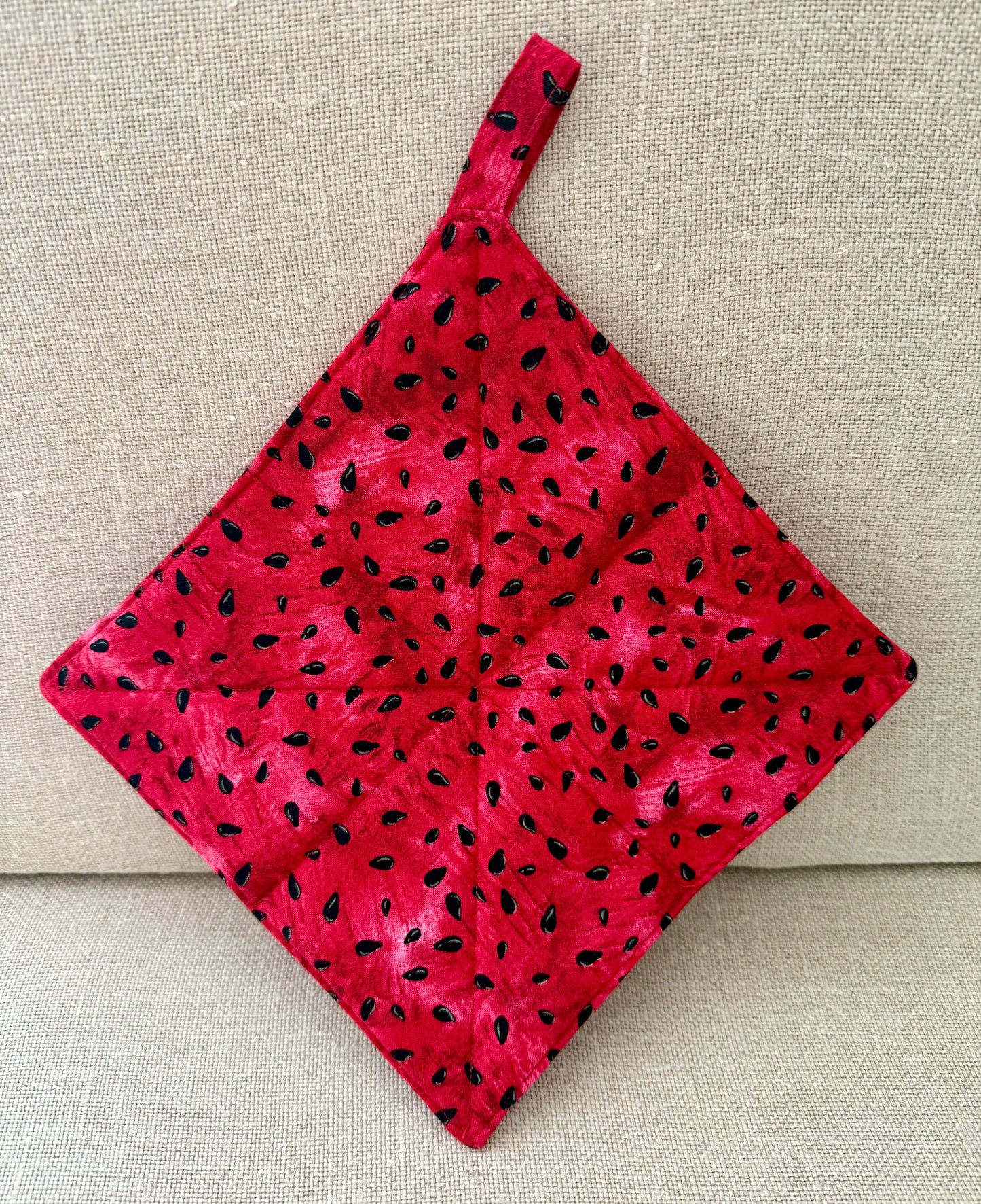 Watermelon Seeds ~Quilted Handmade ~ Pot Holder