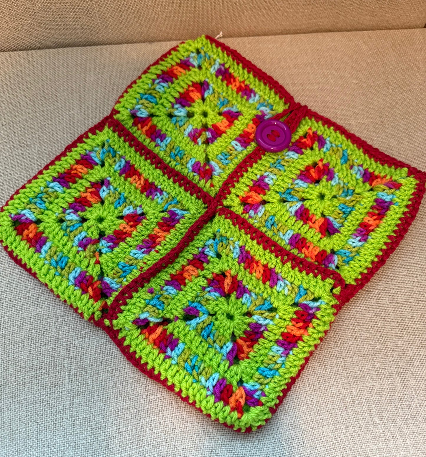 Burst of Green Crochet Book Sleeves