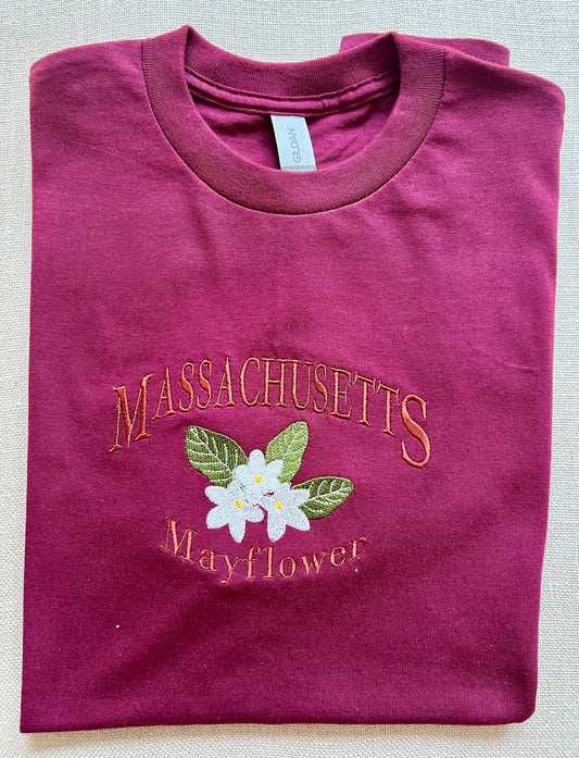 Inspired MayFlower State of Massachusetts ~Embroidered T- Shirt