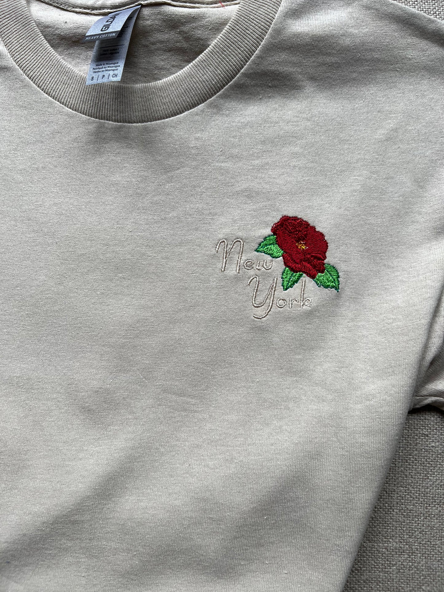 Inspired New York Rose State -Embroidered T~Shirt