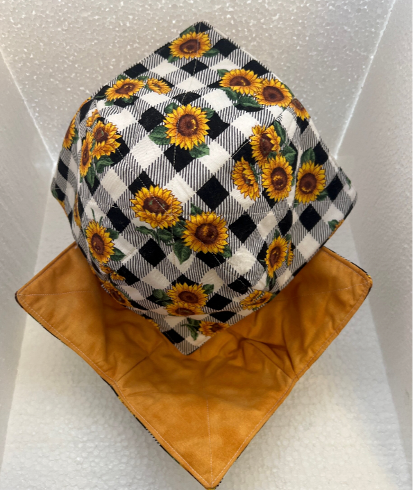 Black Graham, Golden Sunflower Microwavable Bowl Cozy