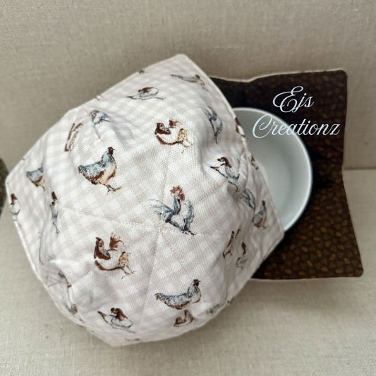 Chicken's Just Wanna Have Fun~ Microwavable/Reversible Bowl Cozy