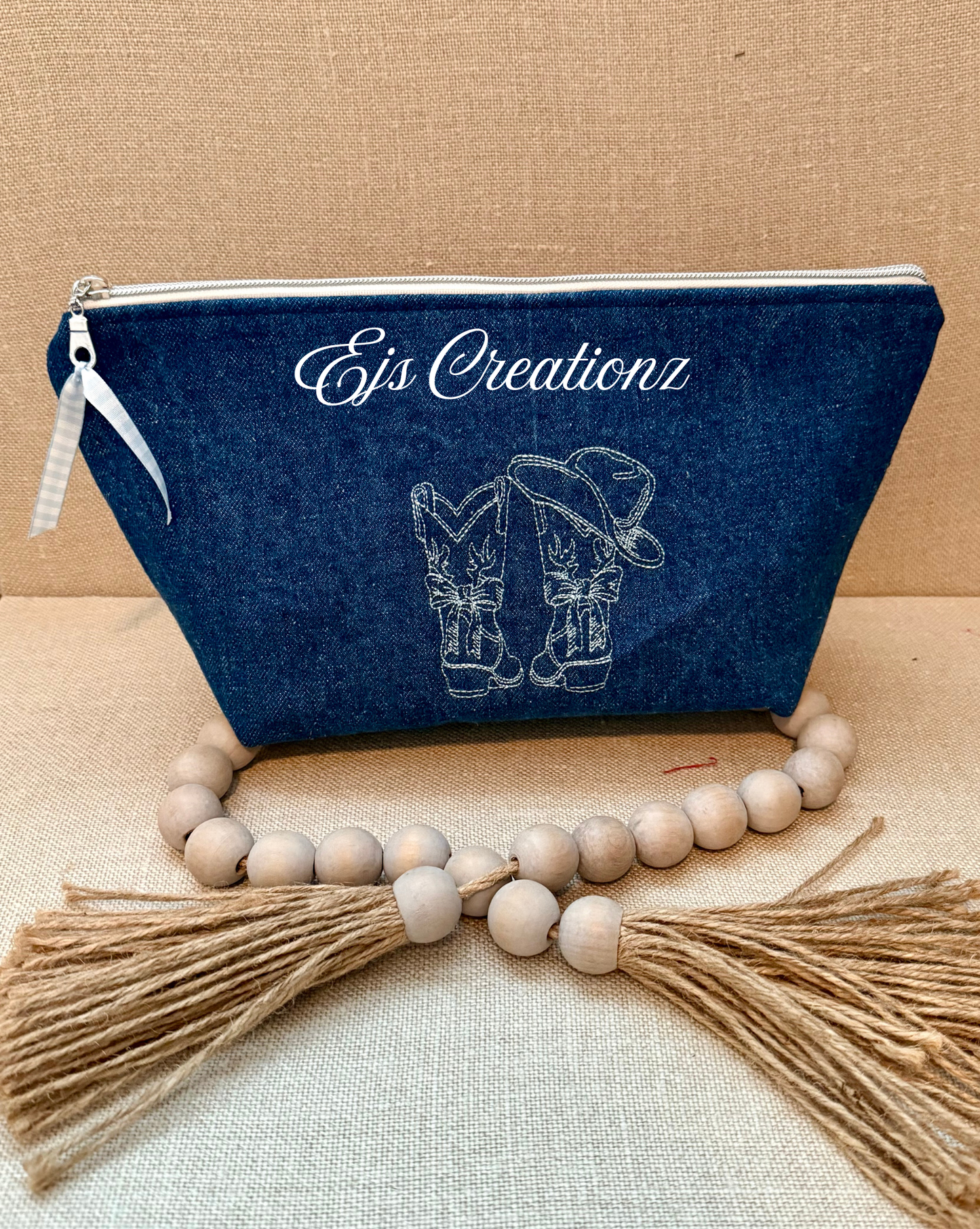 Embroidered~ Country~ Esther Jean  ~ Make up Bag