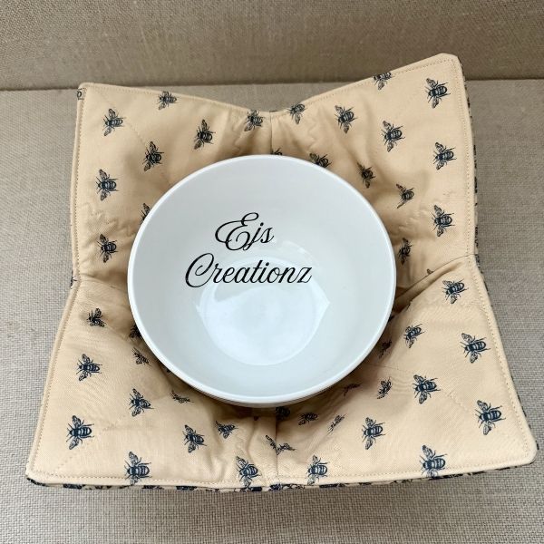 Victorian Floral Bees~ Microwavable/Reversible Bowl Cozy
