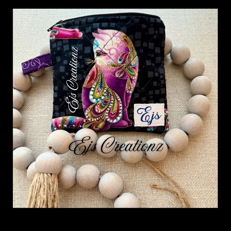 Quilted ~Playful  Exotic Cats ~ Key Chain Wallet