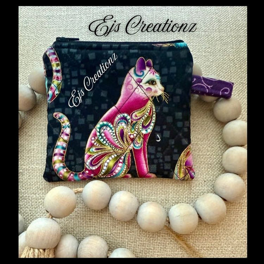 Quilted Playful  Exotic Cats   Mini Wallet