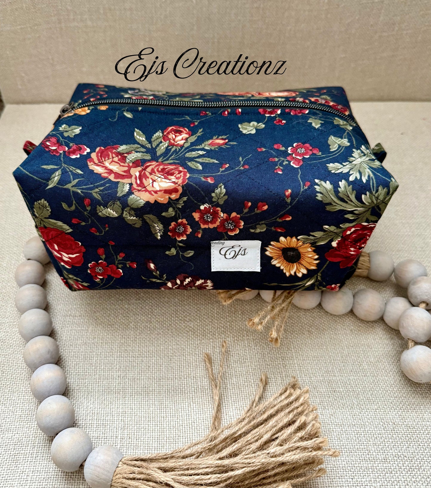 Quilted Moody Floral   Make Up Bag