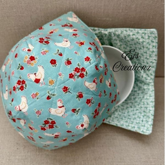 farm House Fancy Chickens~ Microwavable/Reversible Bowl Cozy