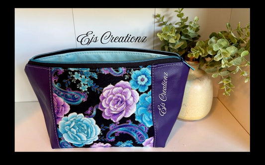 Purple & Blue Roses  Make Bag