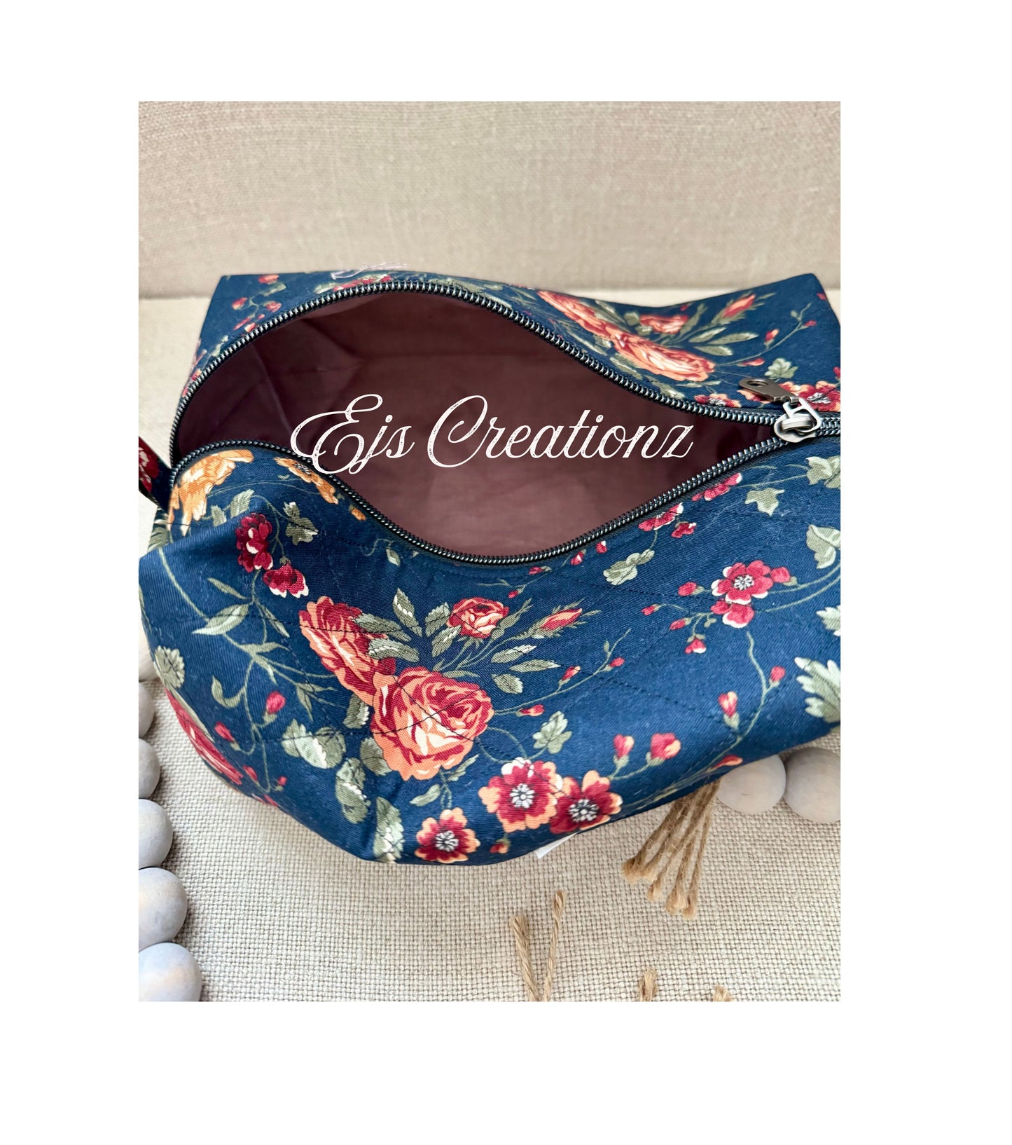 Quilted Moody Floral   Make Up Bag