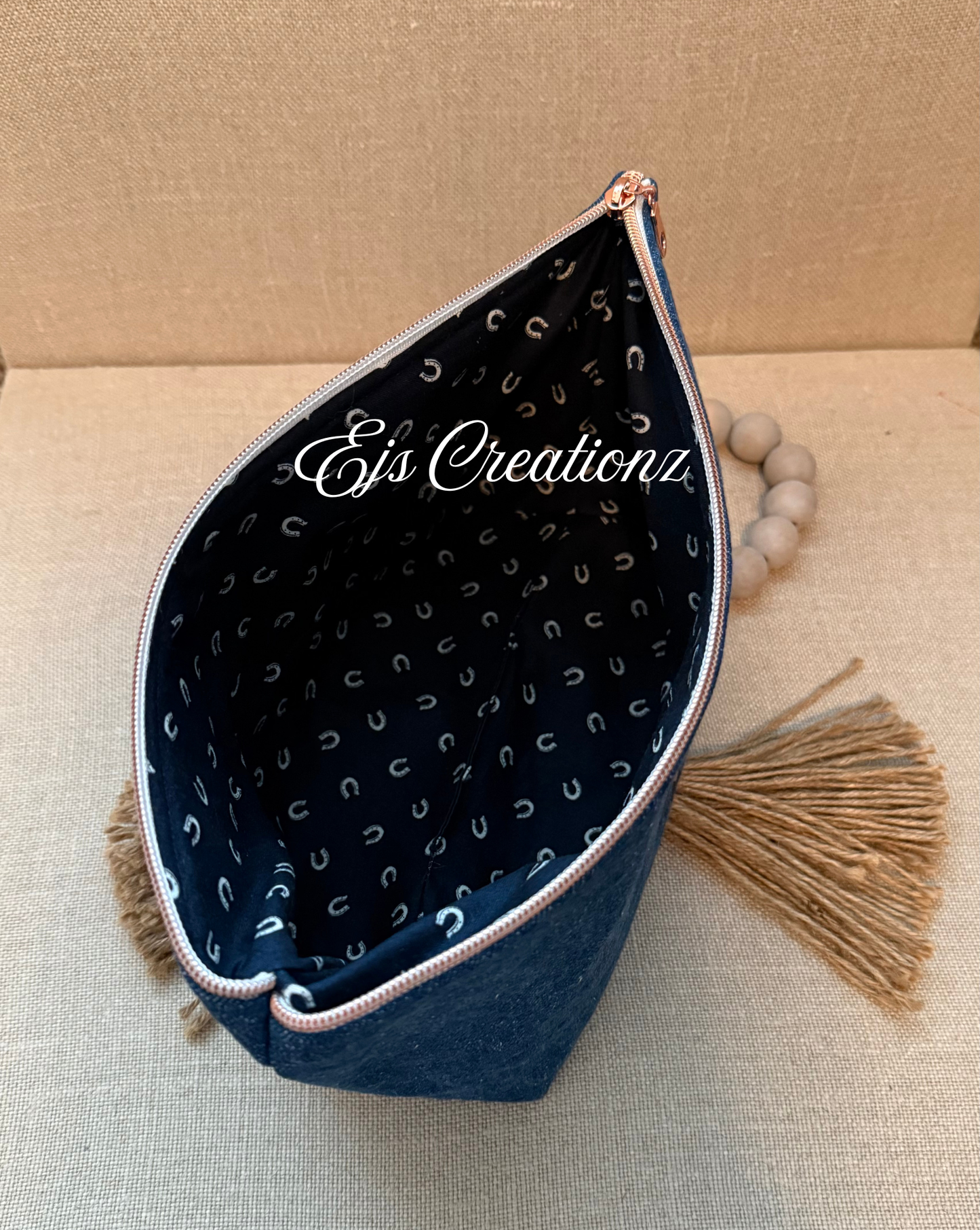 Arabian Horse~Impressive Son~ Embroidered Denim  ~ Make up Bag