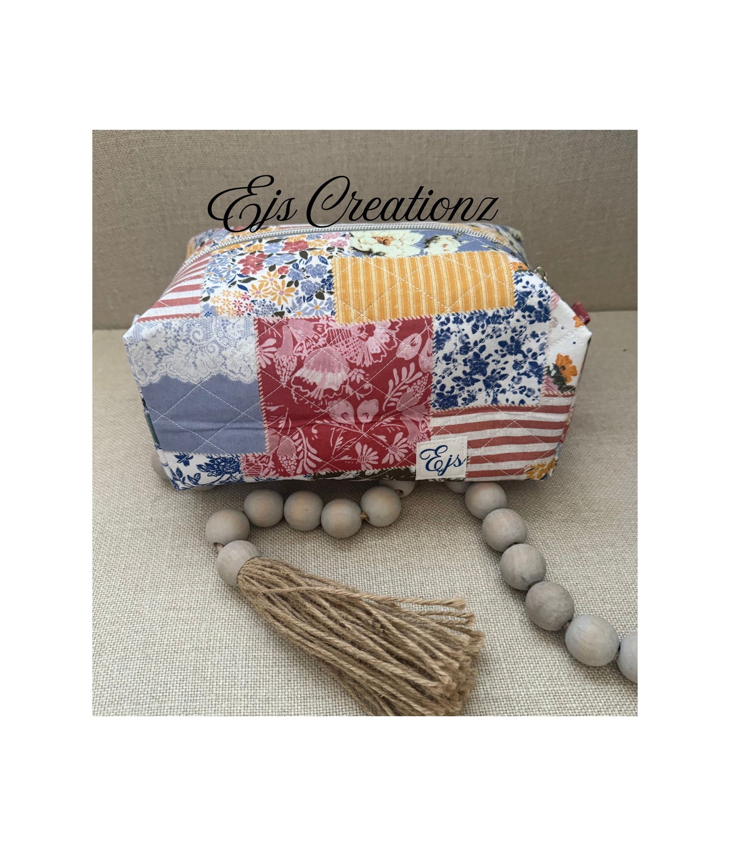 Quilted ~ Patchy Blue  ~  Make Up Bag