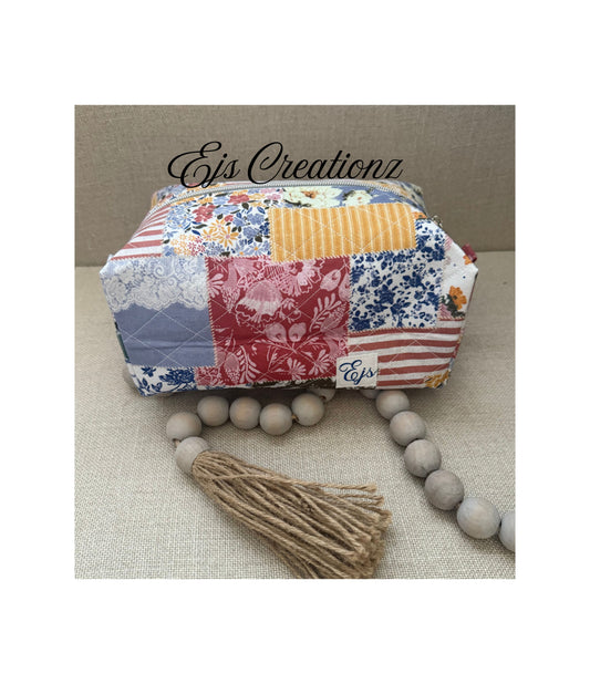 Quilted ~ Patchy Blue  ~  Make Up Bag