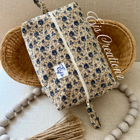 Quilted Victorian Rose  Make Up Bag