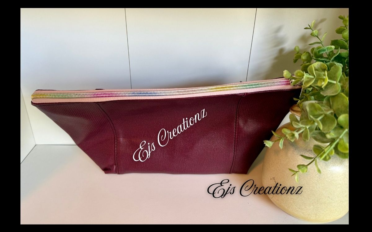 Burgundy Rainbow Zipper  Make Bag