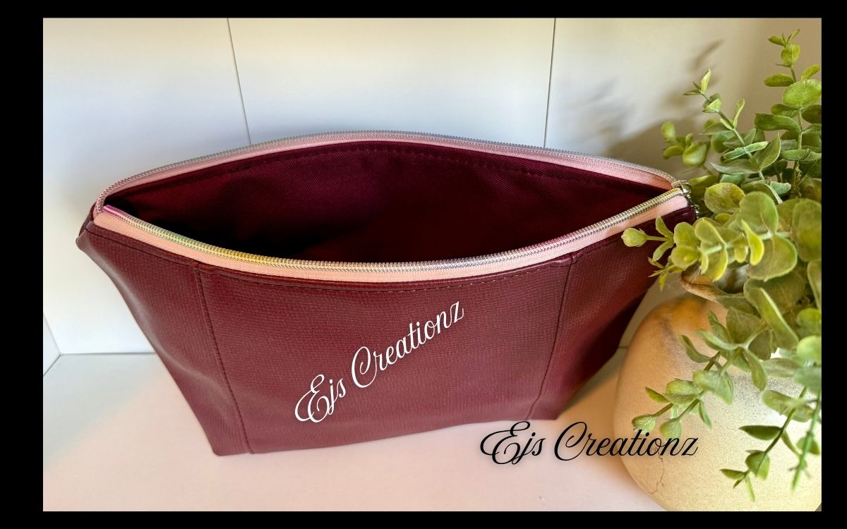 Burgundy Rainbow Zipper  Make Bag
