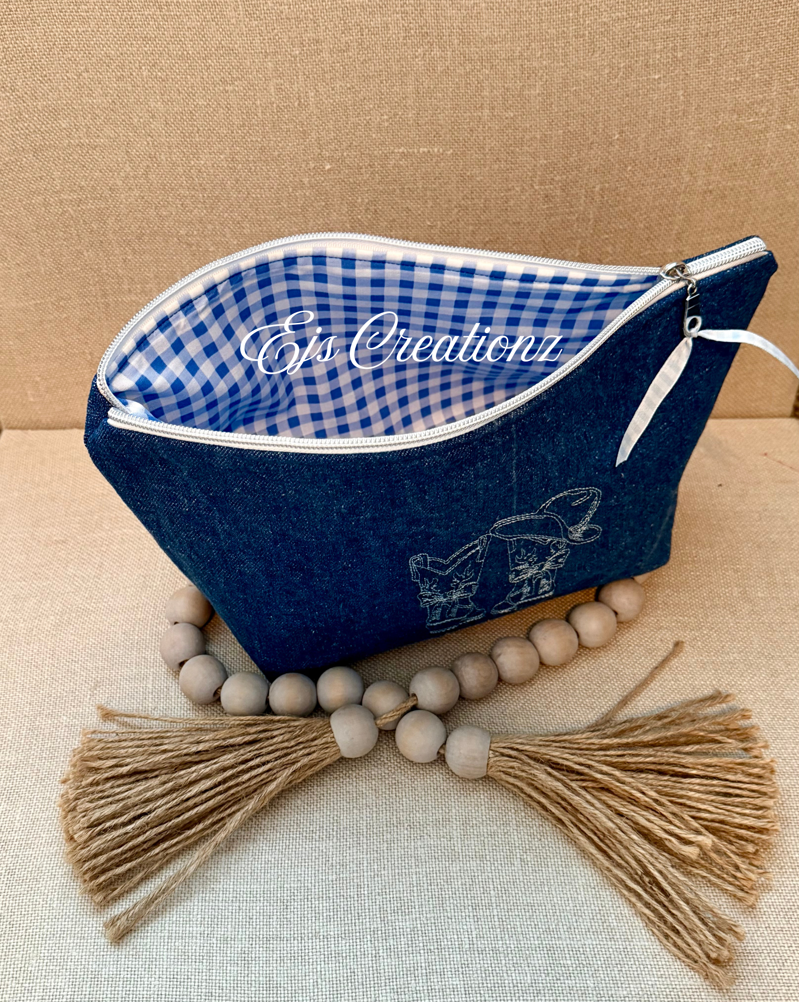 Embroidered~ Country~ Esther Jean  ~ Make up Bag