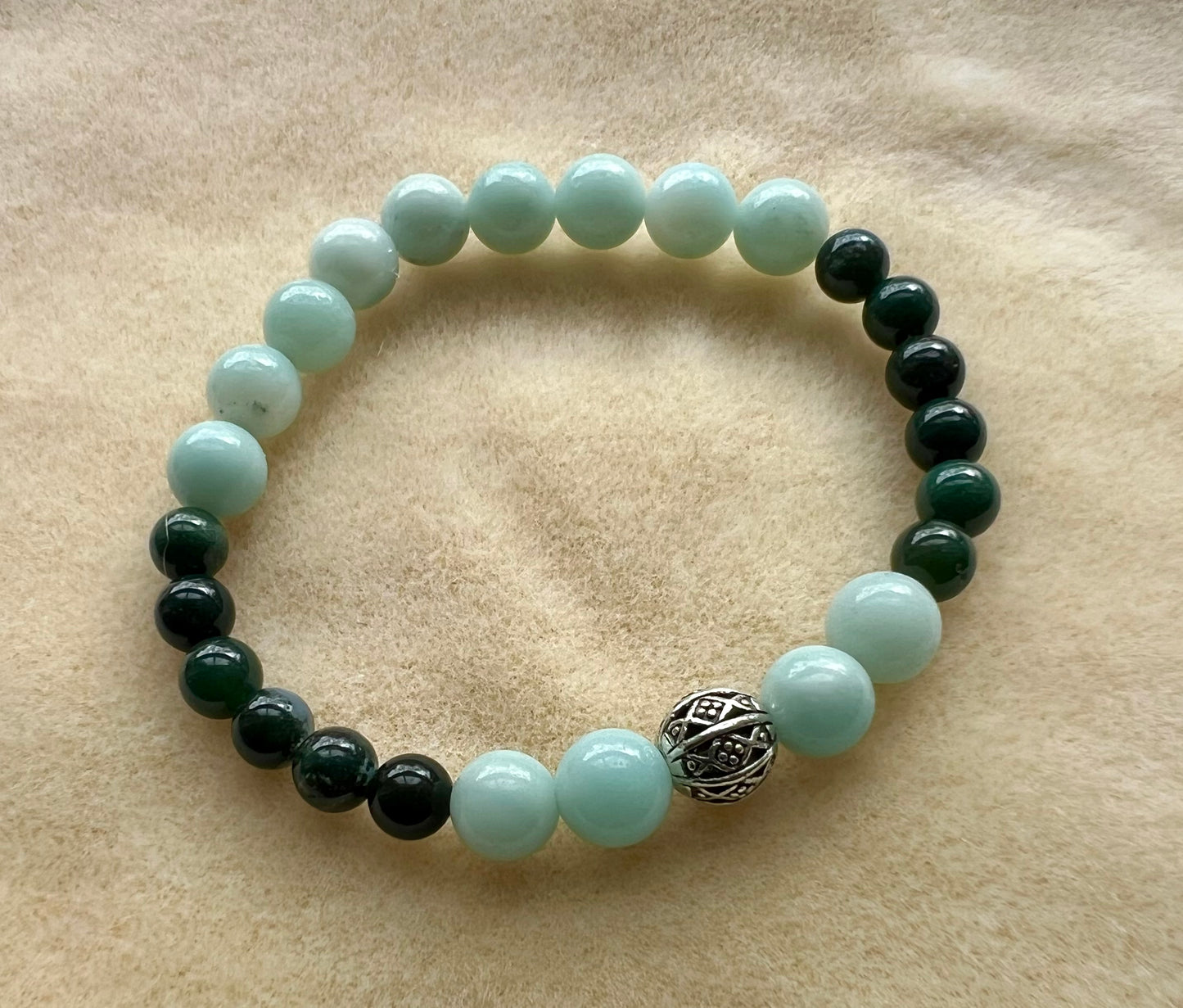 Garnierite Green Moonstone and Amazonite"Abundance" Natural Stone Bracelet