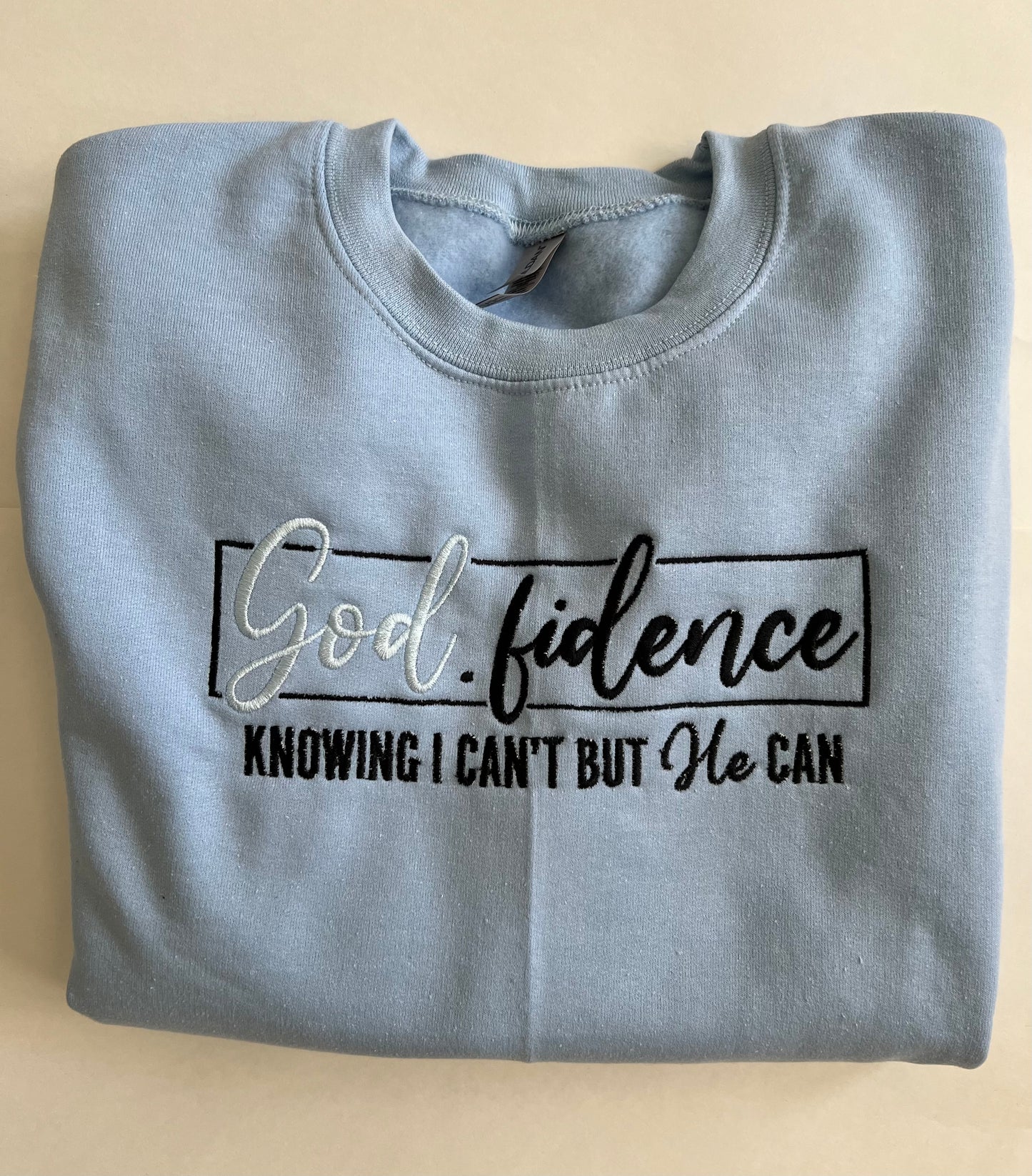 RTS-GOD-fidence  -Embroidered Crew Neck Sweat Shirt