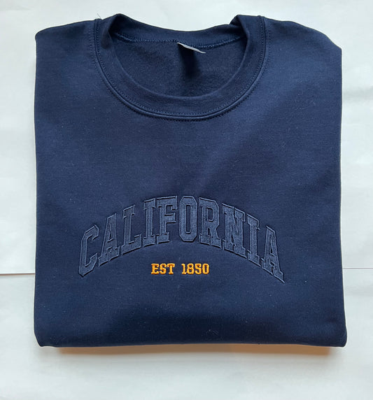 Inspired 1850 California   -Embroidered Crew Neck Sweat Shirt