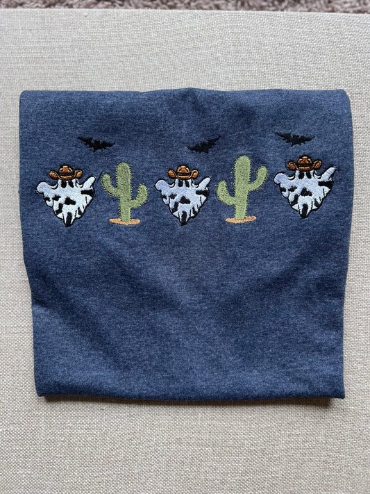 RTS~Country Western  Ghost Embroidered T-Shirt