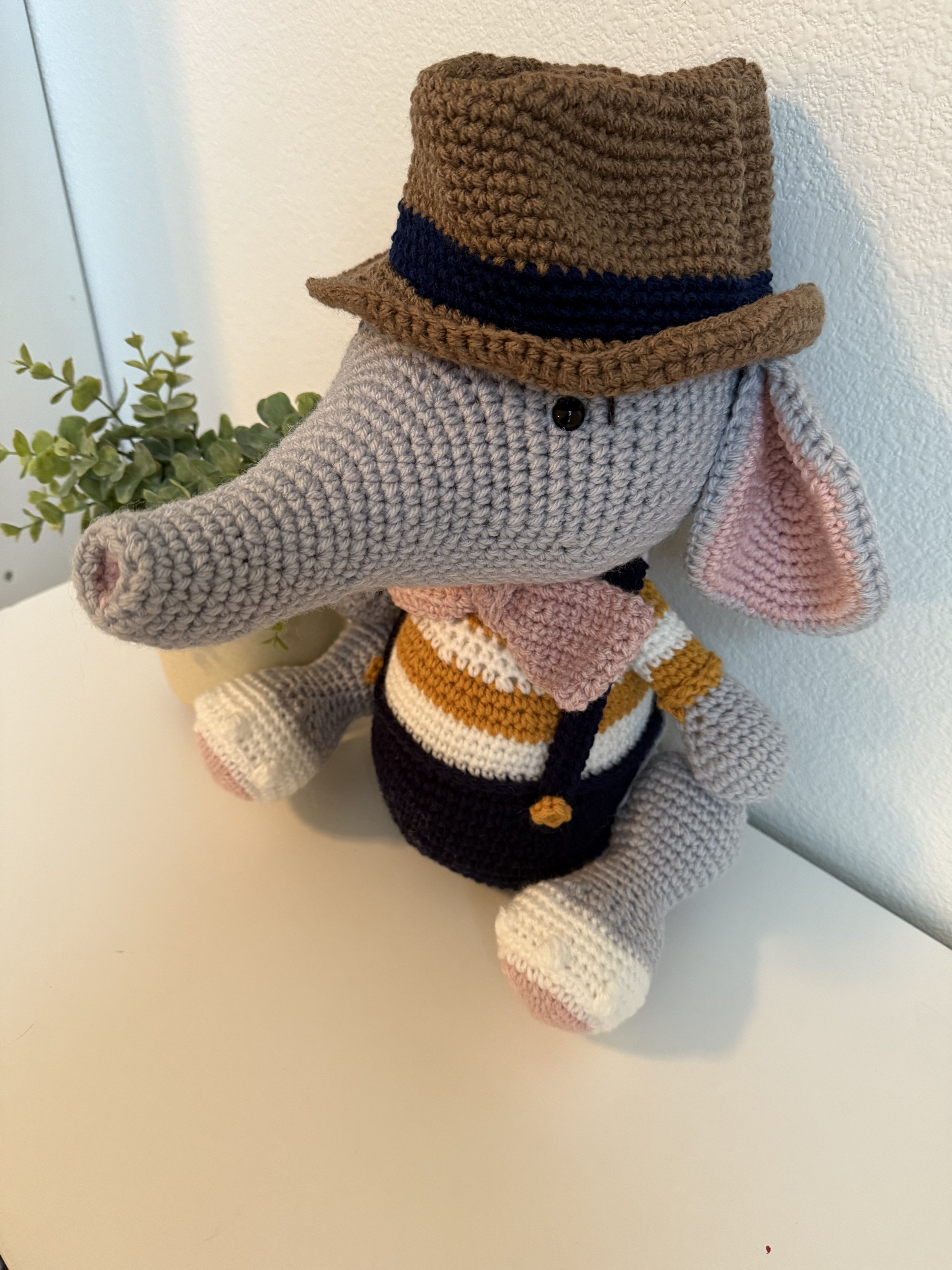 Detective Eddie the  Crocheted Elephant