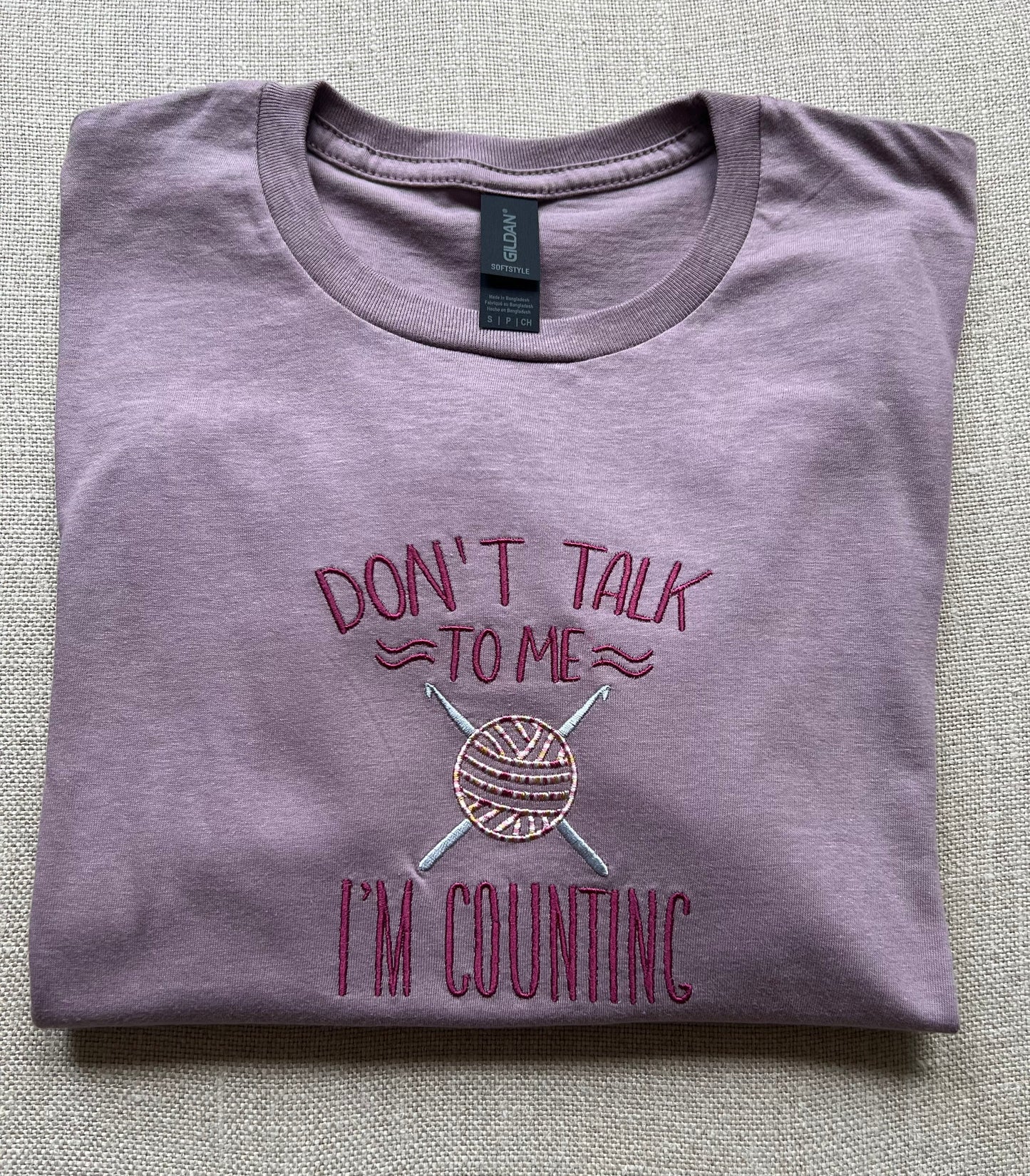 Don't Talk To Me I am Counting Crochet Embroidered T-Shirt