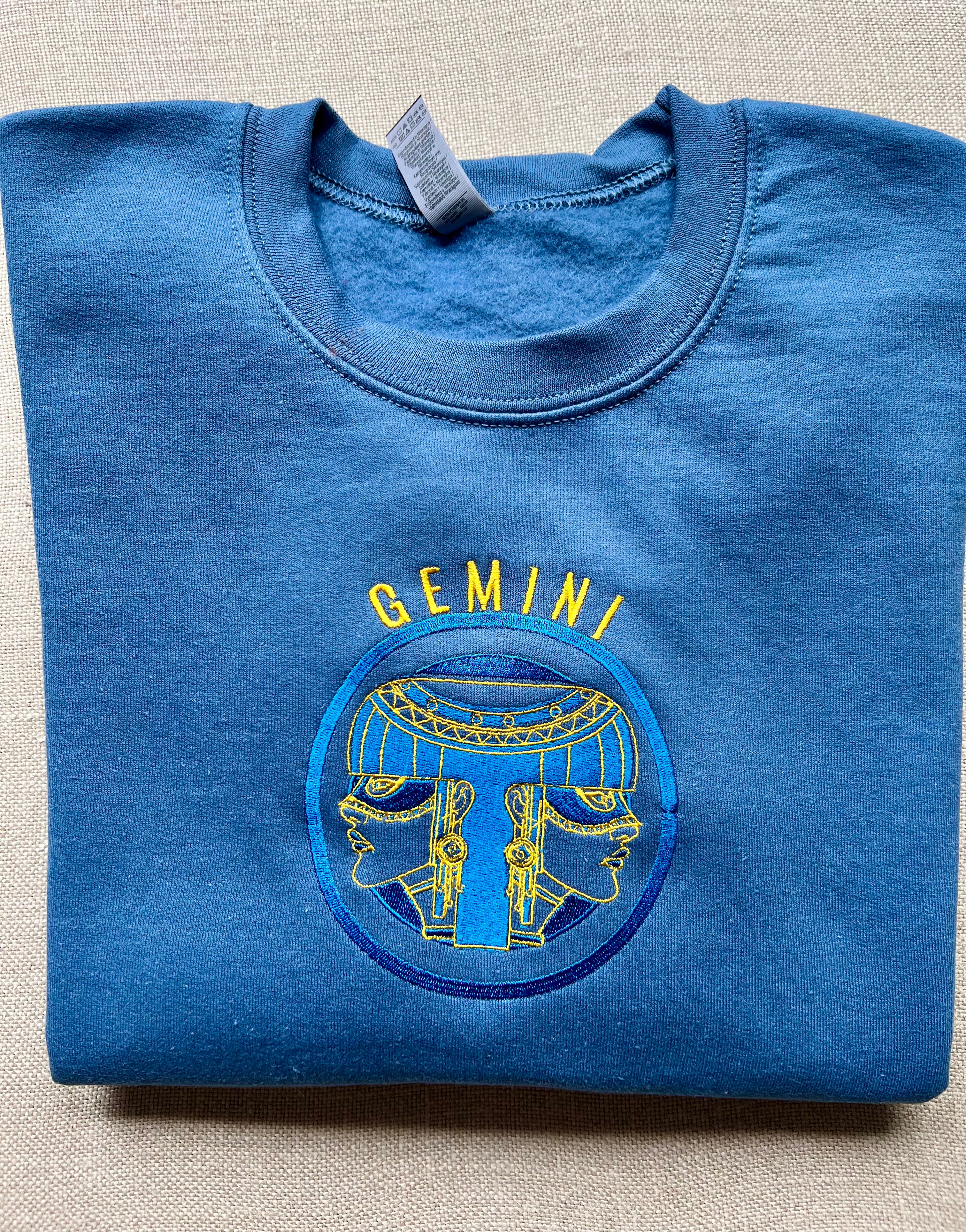 Zodiac Sign of GEMINI Embroidered Crewneck
