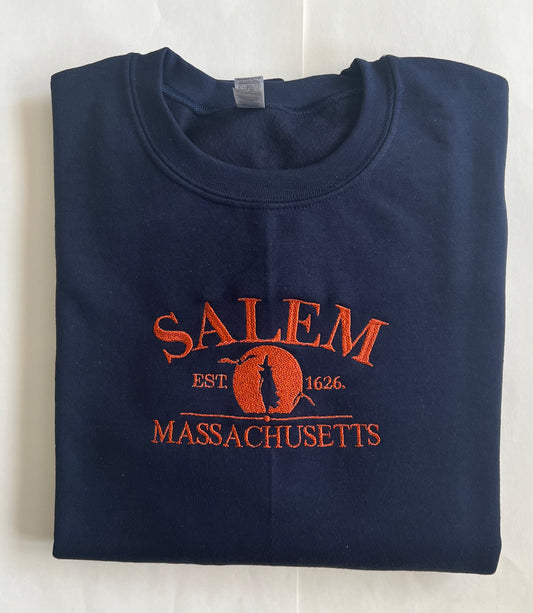 RTS~Lets's Walk into Salem Massachusetts~Embroidered Crew Neck Sweat Shirt