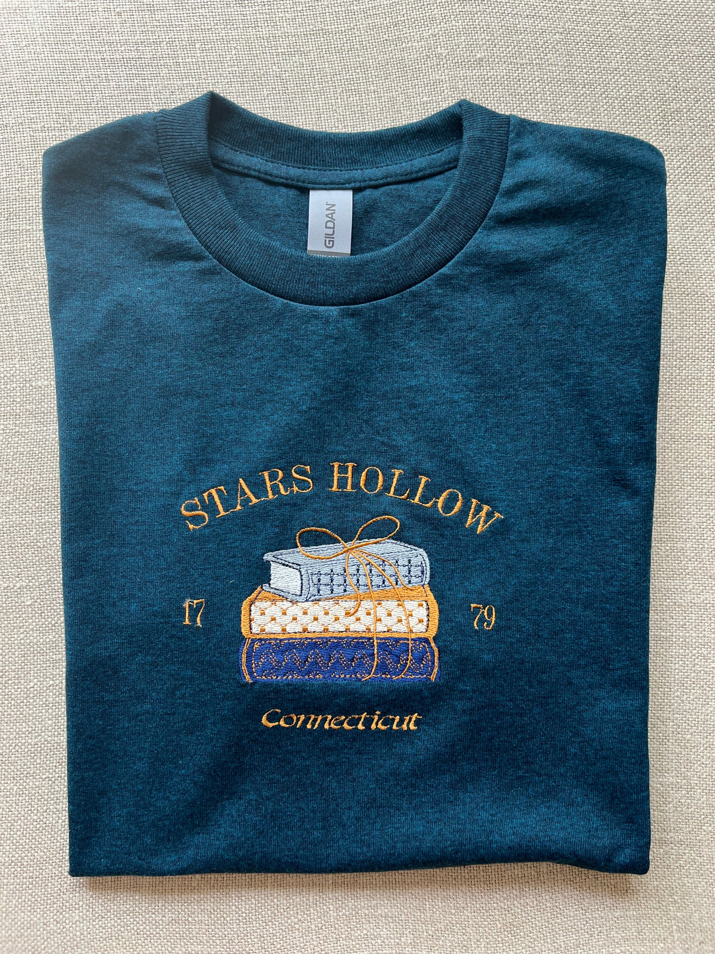 RTS~Connecticut Stars Hollow Books-Embroidered T- Shirt