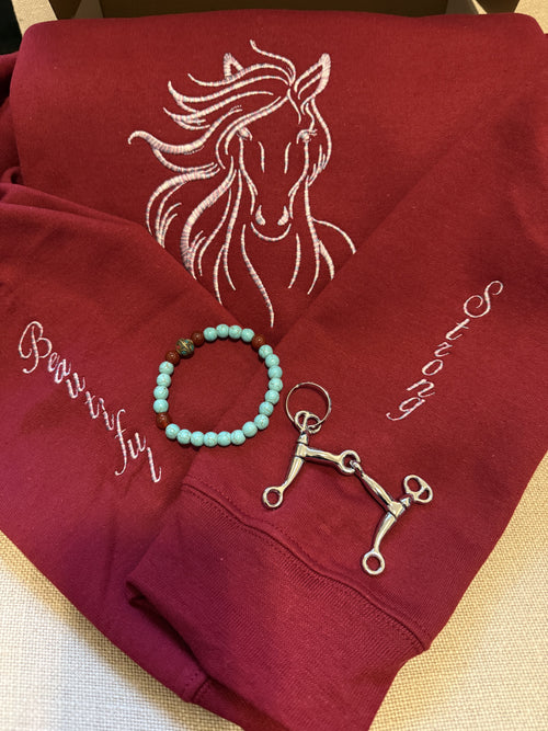 BEAUTIFUL & STRONG HORSE~ Embroidered Crewneck