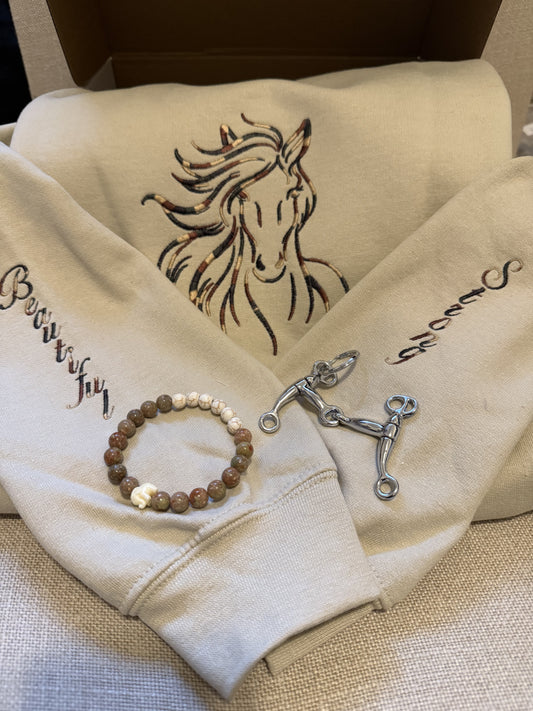 Beautiful & Strong  Horse  Gift Box (Sand)