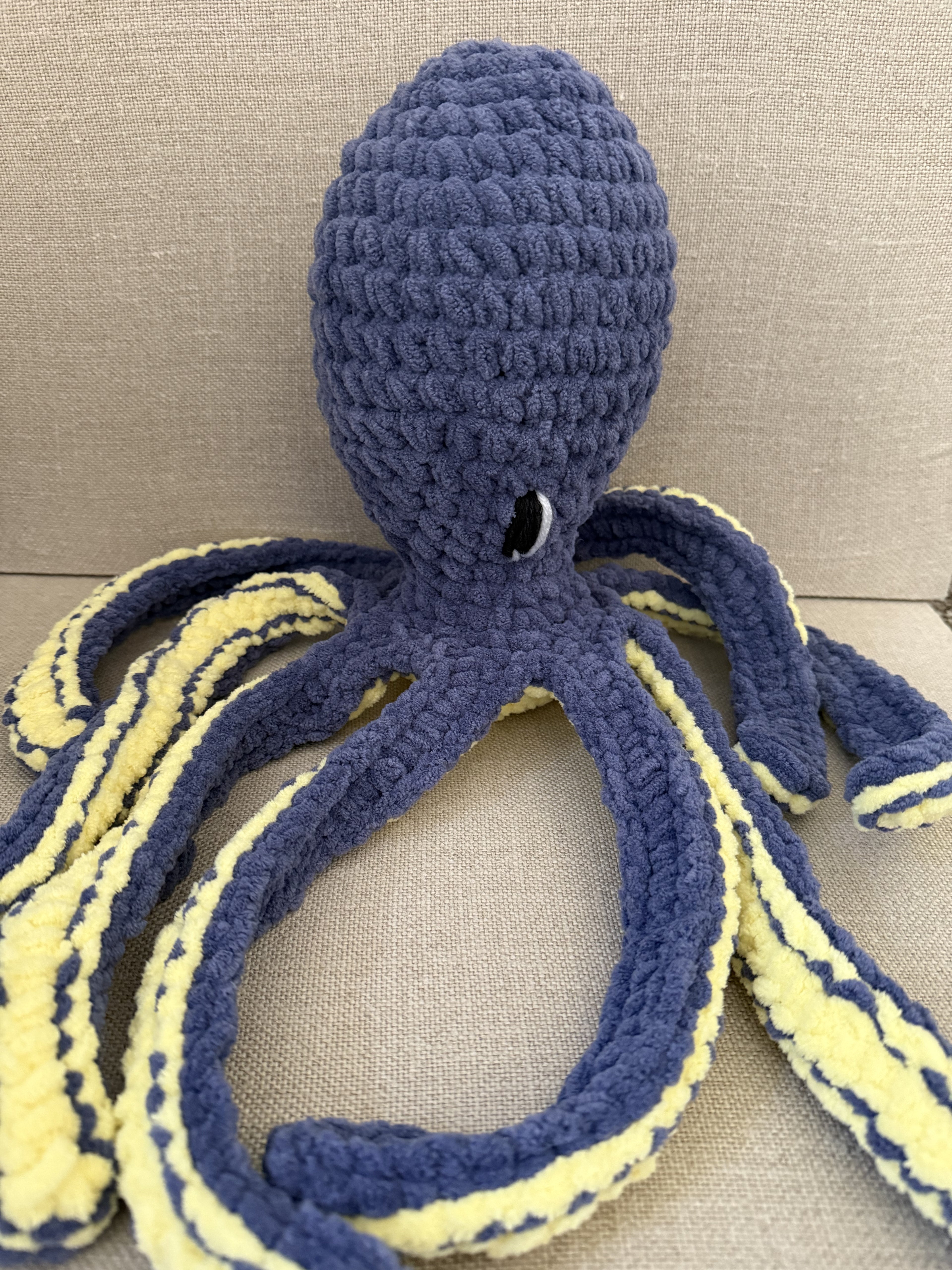 Bob the Blue and Yellow  Crocheted  Octopus
