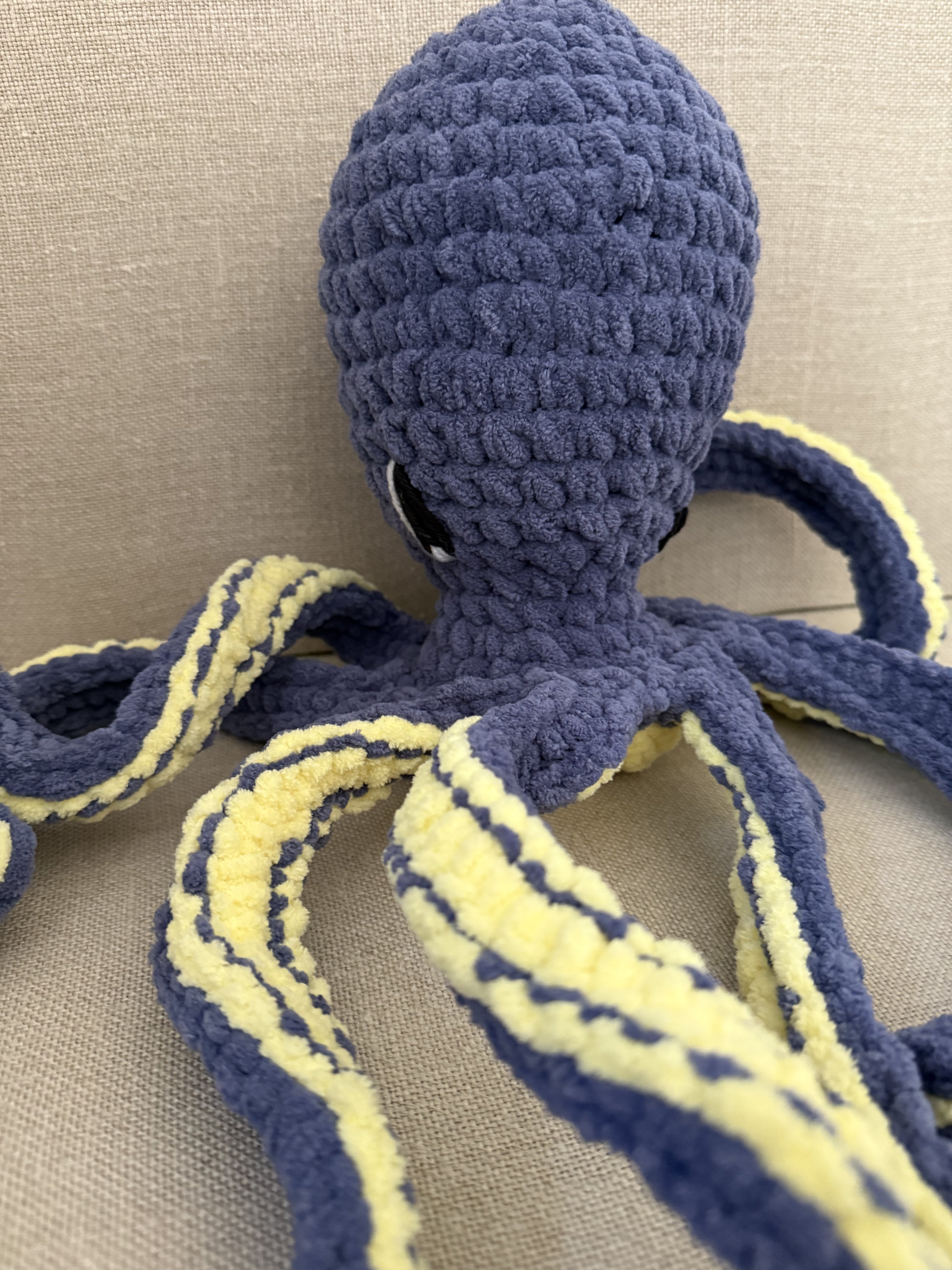 Bob the Blue and Yellow  Crocheted  Octopus