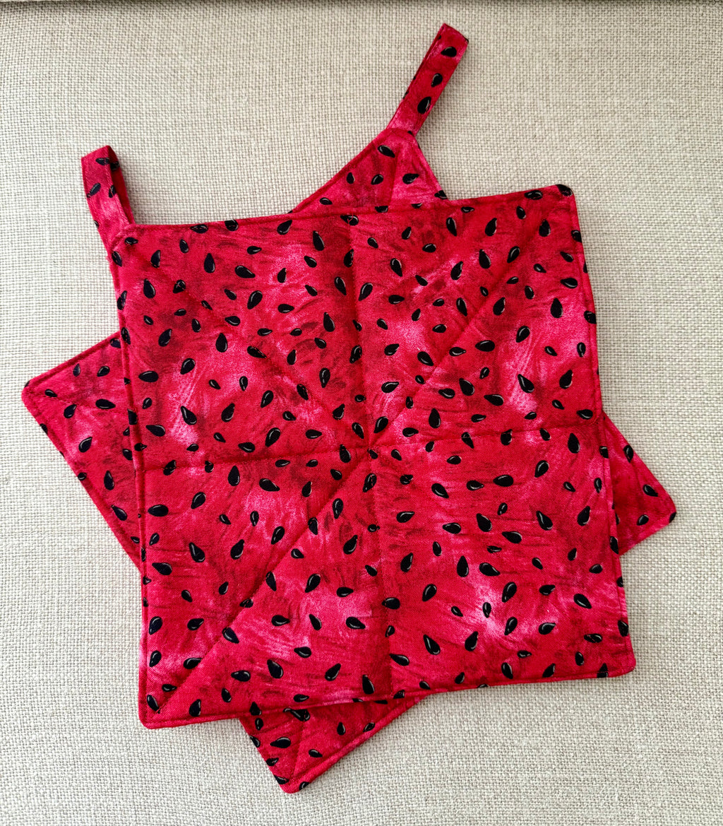 Watermelon Seeds ~Quilted Handmade ~ Pot Holder