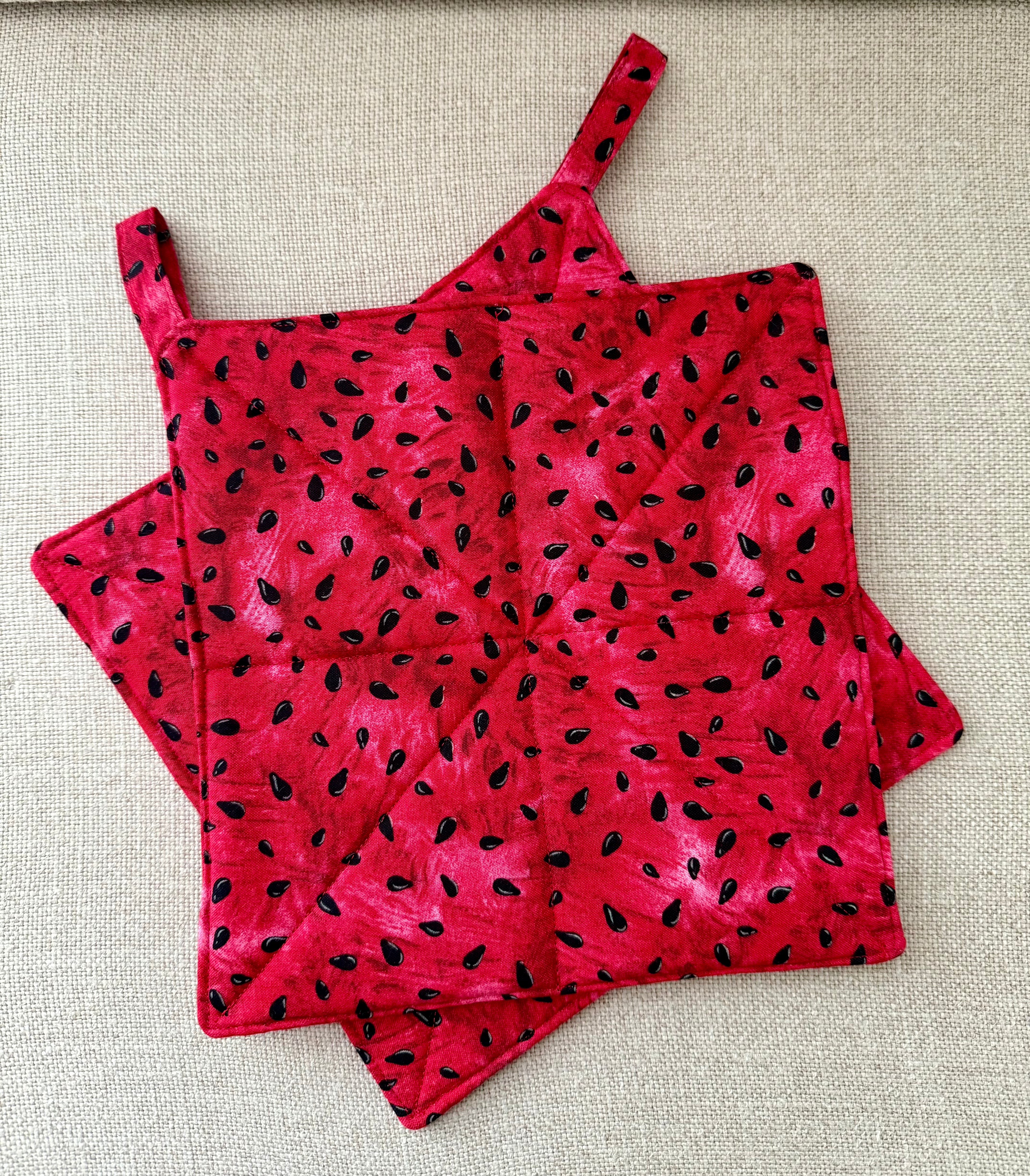 Watermelon Seeds ~Quilted Handmade ~ Pot Holder
