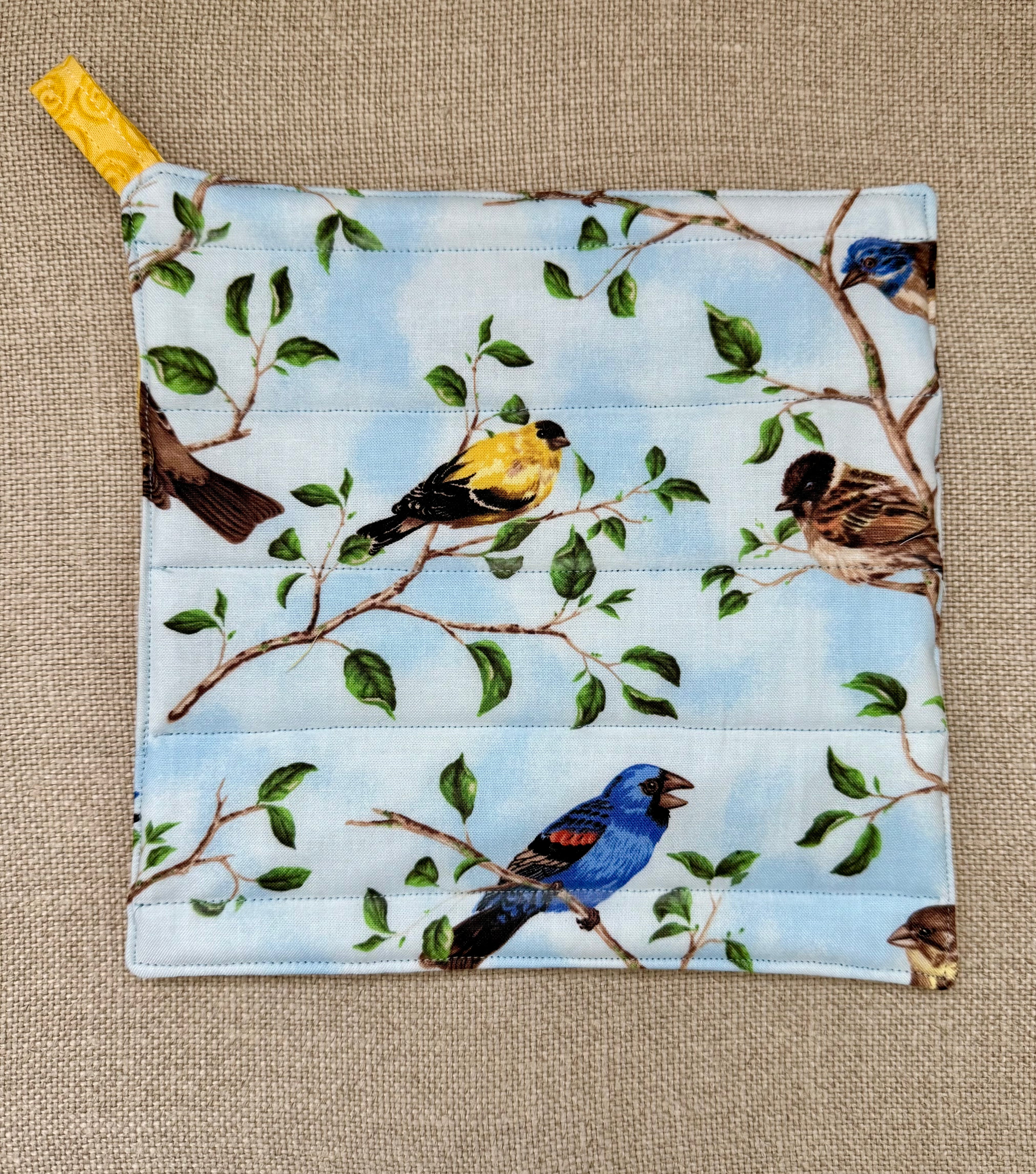Blue Birds and Tree Leaves~Quilted Handmade ~ Pot Holder