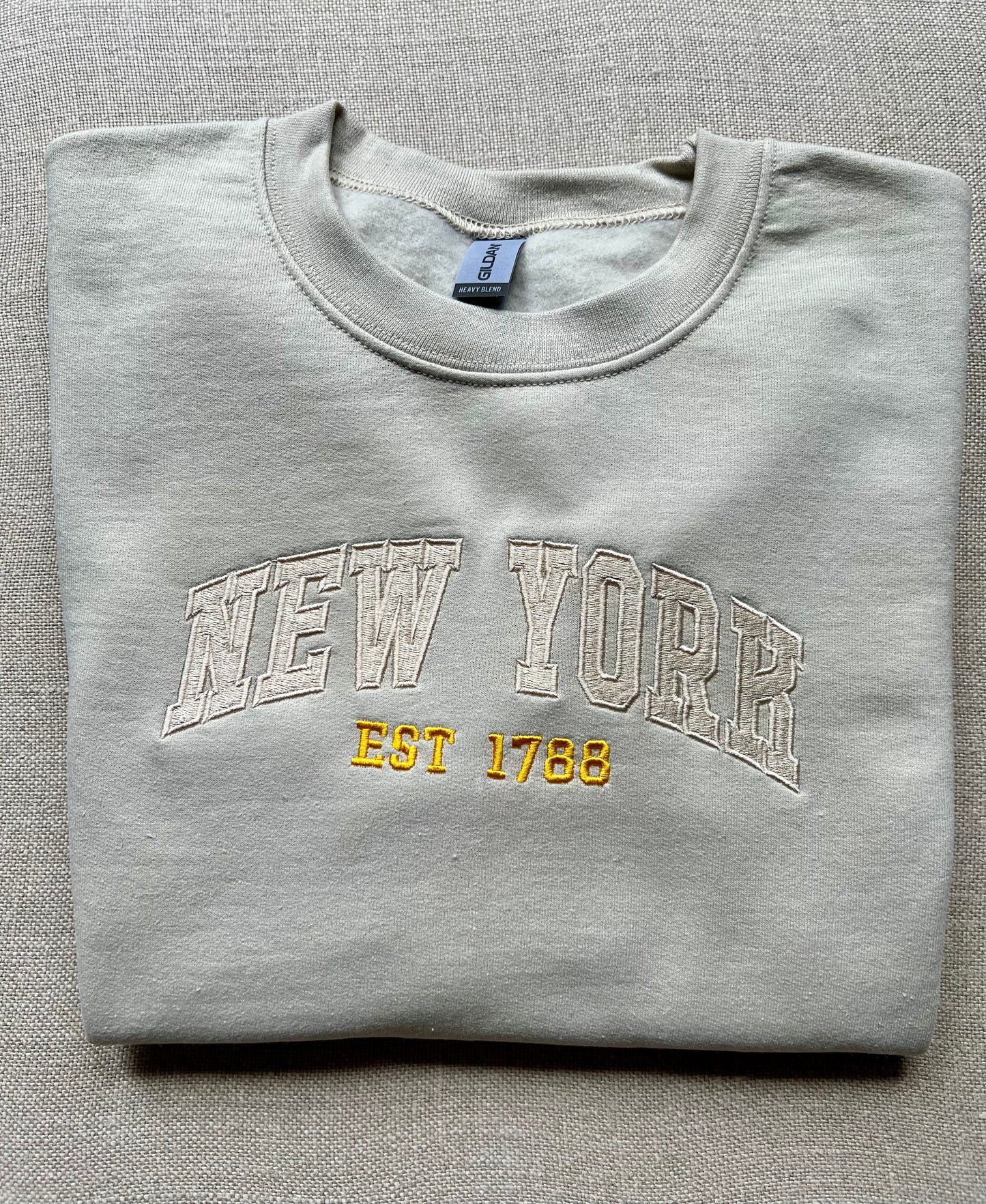 Inspired Est New York   -Embroidered Crew Neck Sweat Shirt