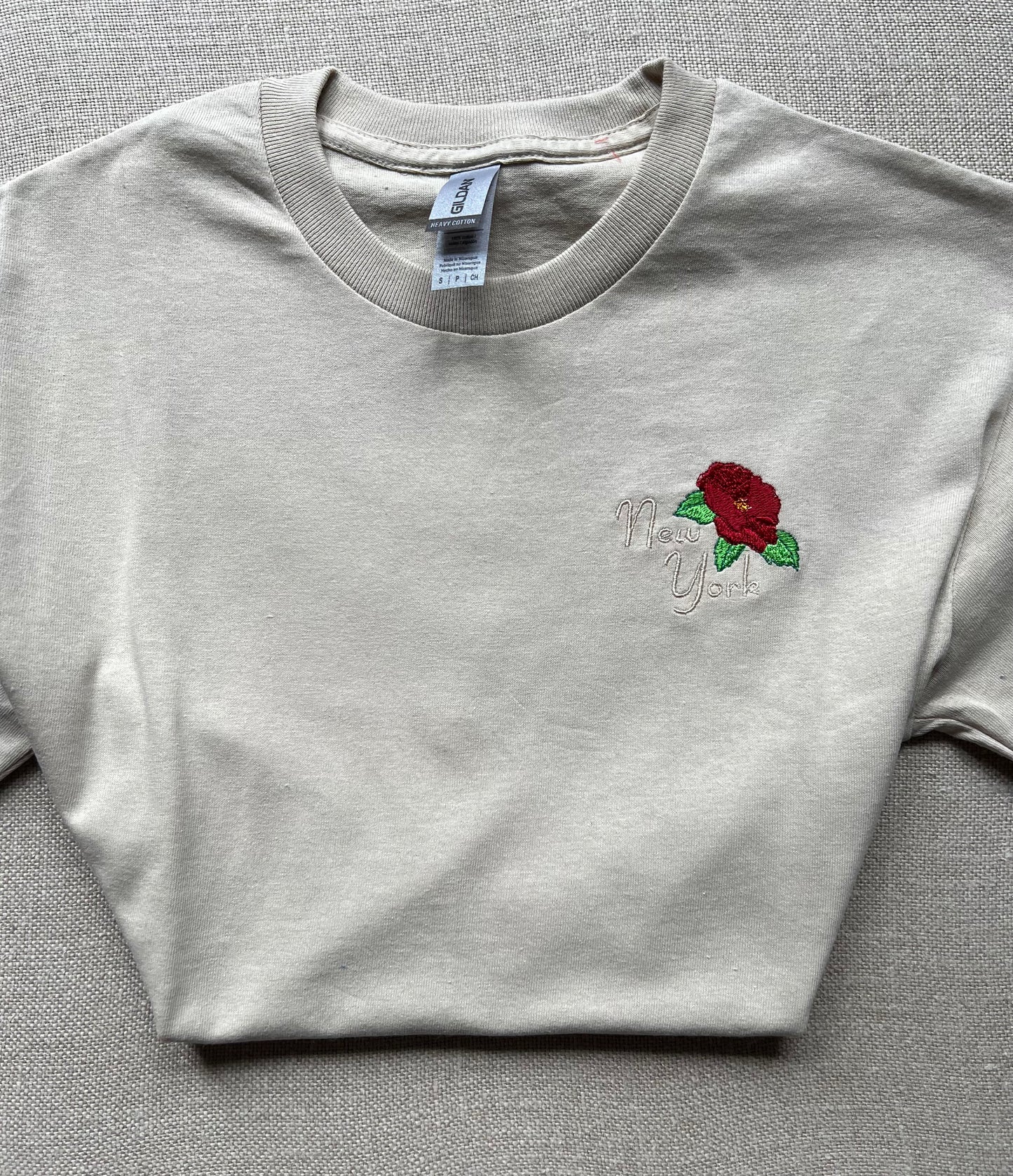 Inspired New York Rose State  -Embroidered T~Shirt