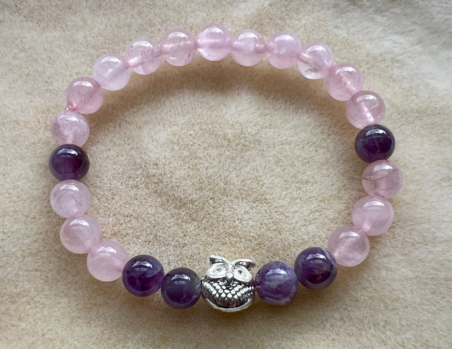 Rose Quartz and Amethyst Natural Stone Bracelet