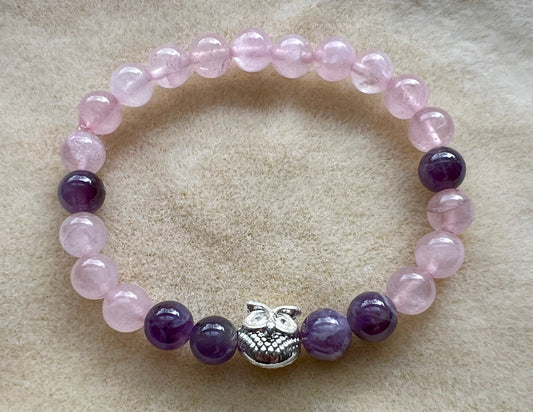 Rose Quartz and Amethyst Natural Stone Bracelet