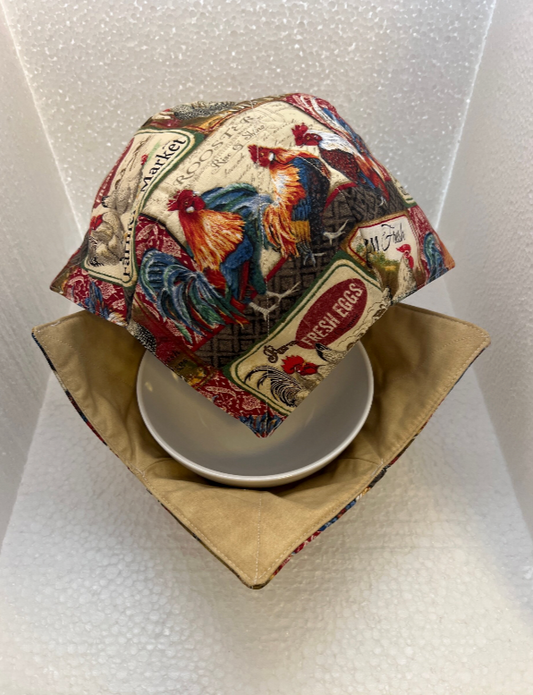 Farmer's Market Roosters  Microwavable/Reversible  Bowl Cozy