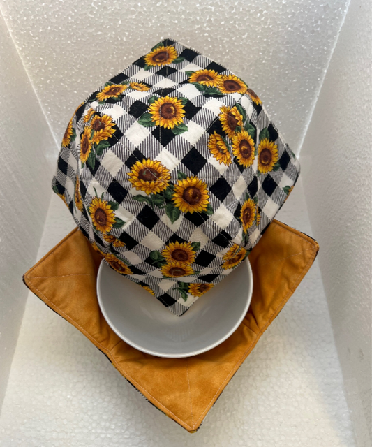 Golden/Black Sunflower Microwavable/Reversible  Bowl Cozy